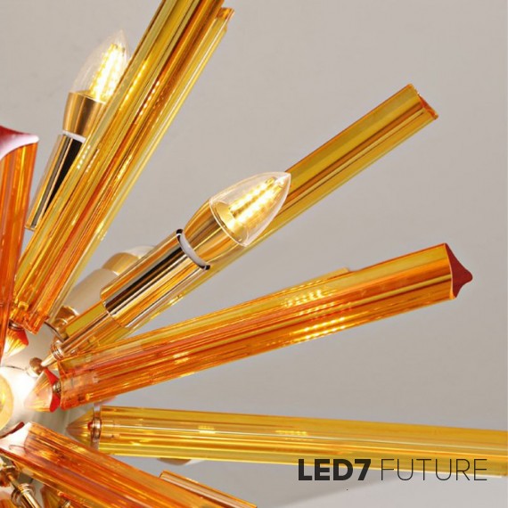 Loft Industry Modern - Chrome Sun Spikes Chandelier V3